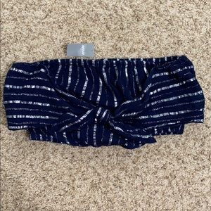 Aerie Silver Striped Bandeau Top